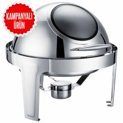 Chafing Dish Roll Top Yuvarlak Camlı 6 L (CDC-6C) - 1